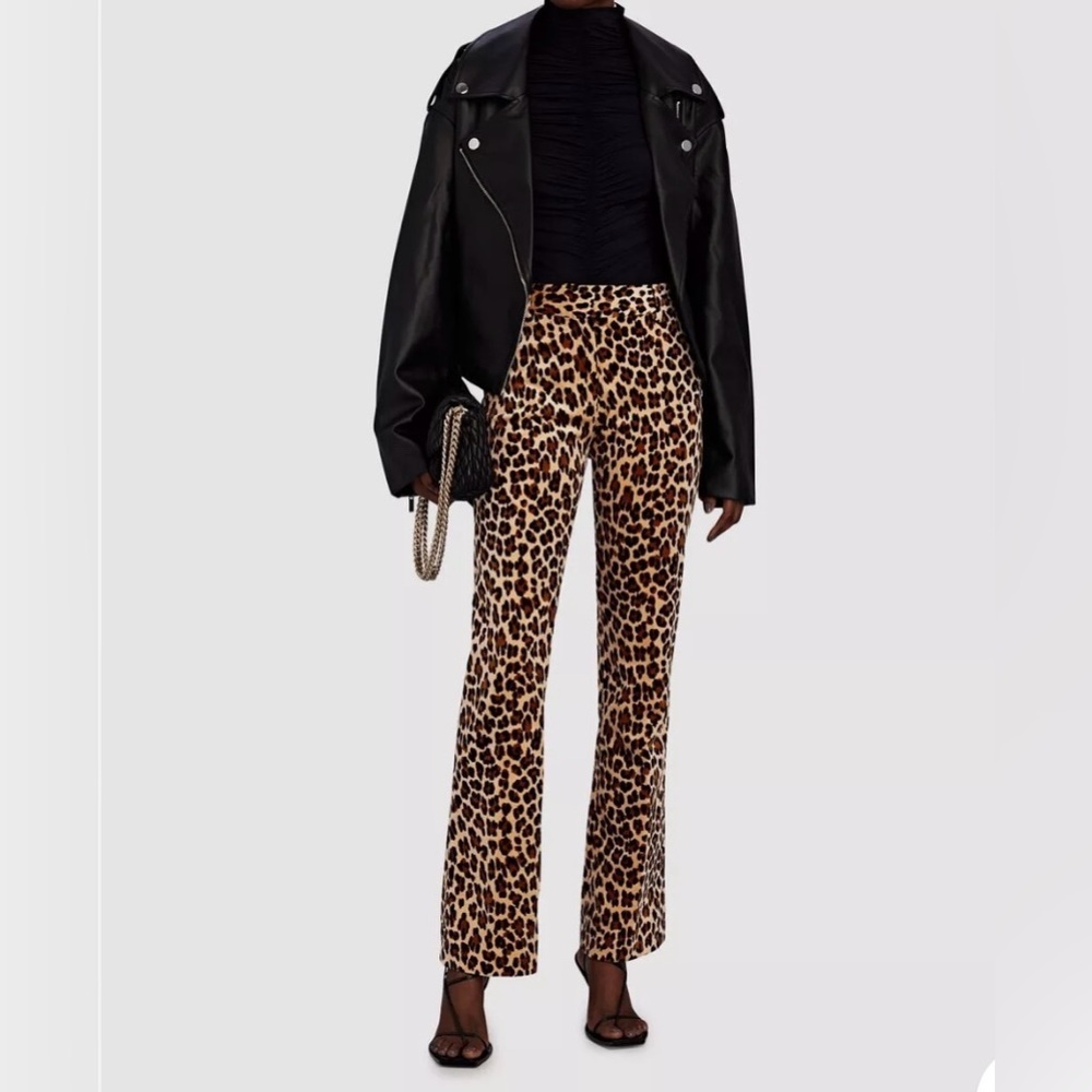 FRAME Womens Mini Boot Cheetah-Print Velvet Pants Trouser